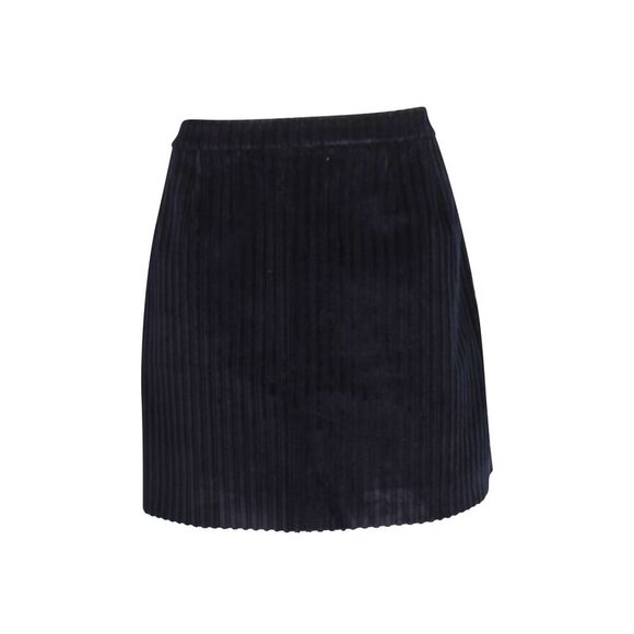 Red Valentino Flared Corduroy Mini Skirt in Navy Blue Cotton
